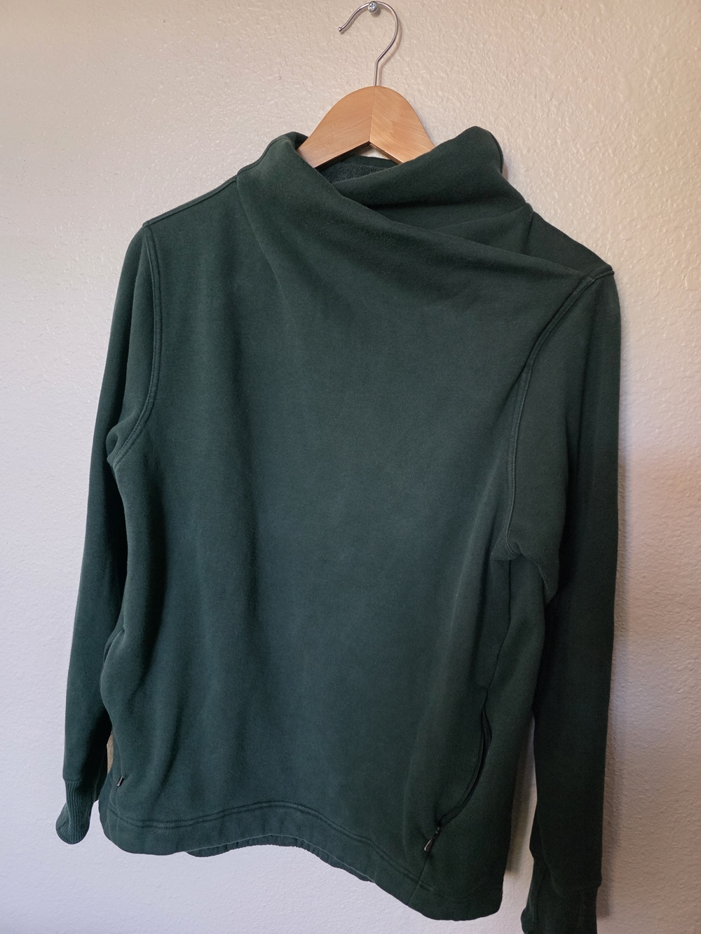 Athleta Cozy Karma Twist Neck Sweatshirt, dark green